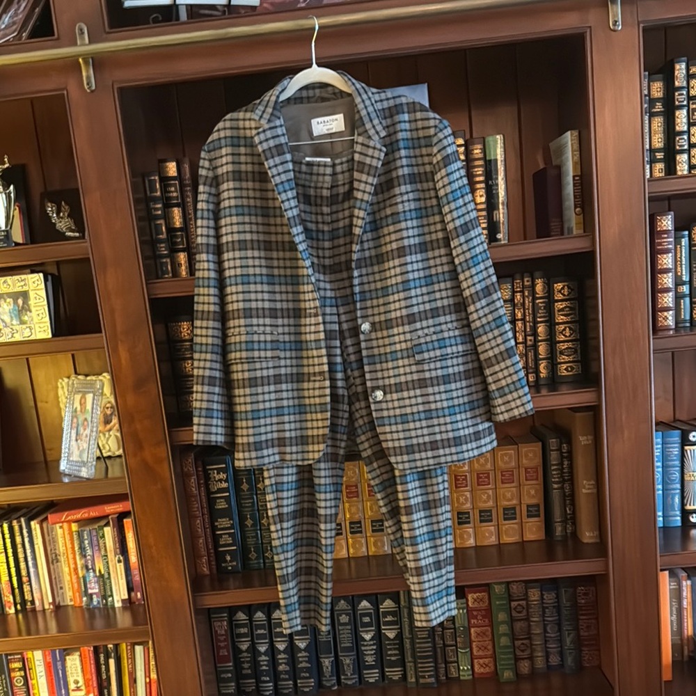 Men's Brown Plaid Suit by Stafford